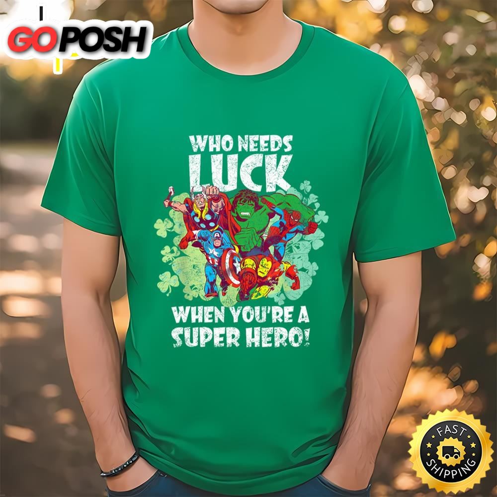 Marvel Super Hero Luck St. Patricks Day Shamrock T-Shirt