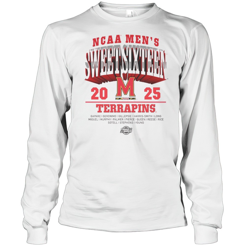 maryland-terrapins-2025-ncaa-mens-basketball-sweet-sixteen-march-madness-gapare-dbq5g533 Maryland Terrapins 2025 NCAA Mens Basketball Sweet Sixteen March Madness Gapare Geronimo Gillepsie T-shirt