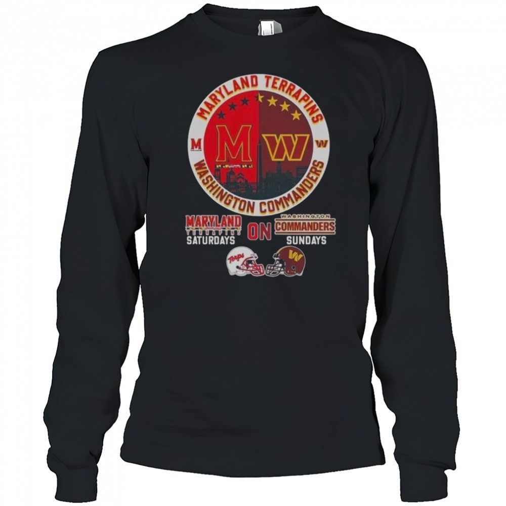 maryland-terrapins-and-washington-commanders-saturdays-on-sundays-city-skyline-l-7g7q5q7n Maryland Terrapins And Washington Commanders Saturdays On Sundays City Skyline Logo T-Shirt