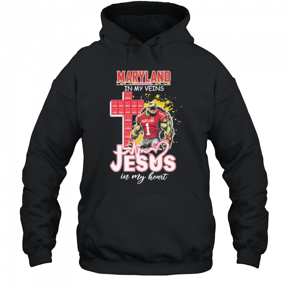 Maryland Terrapins In My Veins Jesus In My Heart Mascot T-shirt