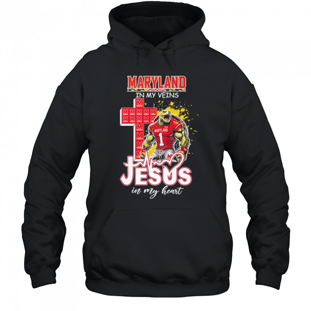 Maryland Terrapins in my veins Jesus in my heart shirt