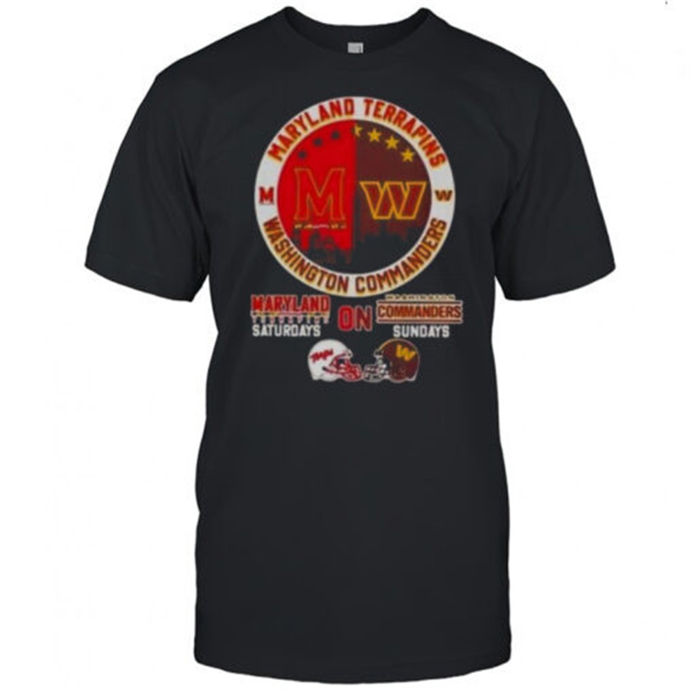 maryland-terrapins-saturdays-on-washington-commanders-sundays-football-helmets-s-sk6uc53y Maryland Terrapins Saturdays On Washington Commanders Sundays Football Helmets Skyline T-Shirt
