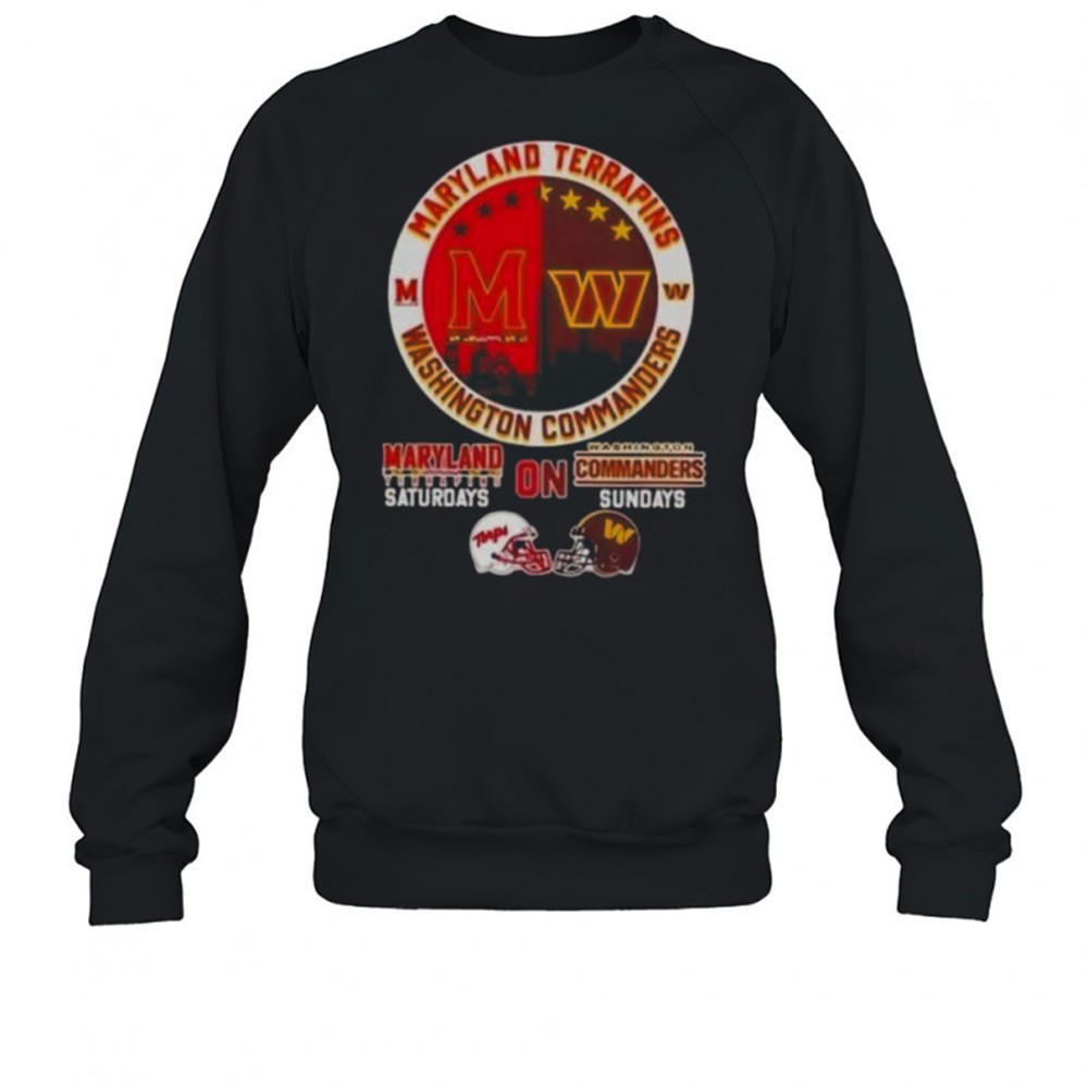 maryland-terrapins-saturdays-on-washington-commanders-sundays-football-helmets-s-sk6uc53y Maryland Terrapins Saturdays On Washington Commanders Sundays Football Helmets Skyline T-Shirt