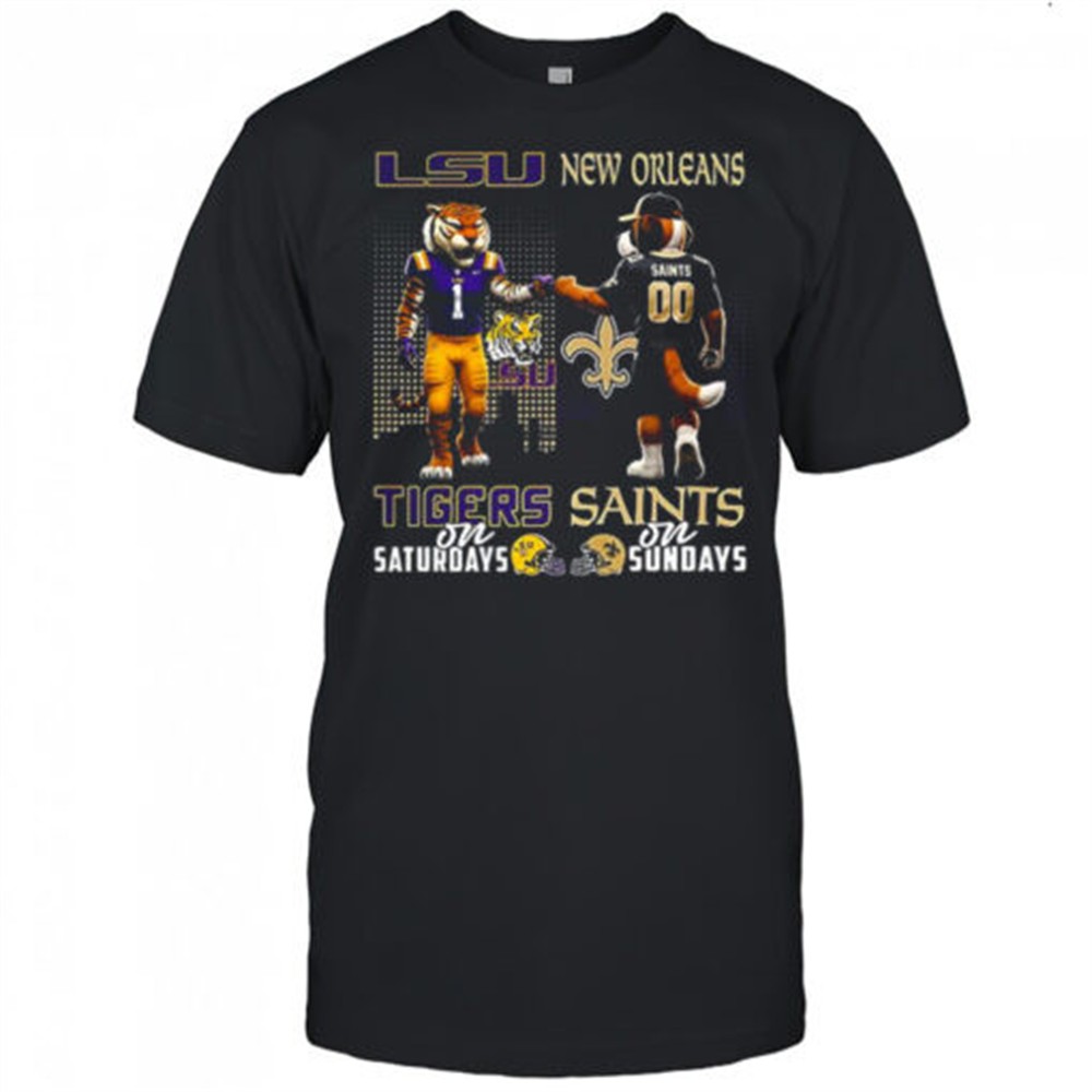 mascot-lsu-tigers-on-saturdays-and-new-orleans-saints-and-sundays-shirt-tknlikvt Mascot LSU Tigers on saturdays and New Orleans Saints and sundays shirt