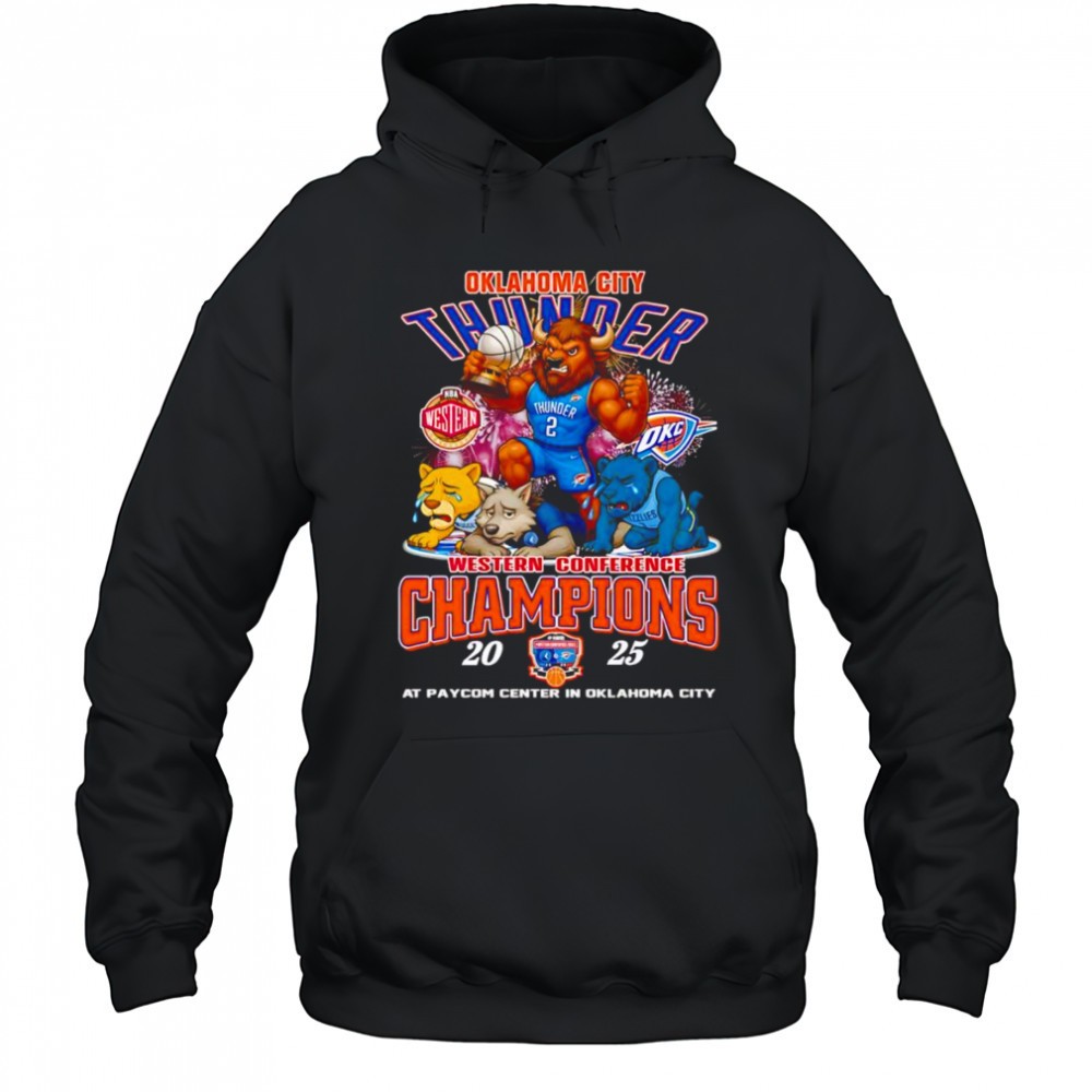 Mascot Oklahoma City Thunder Western Conference Champions 2025 at Paycom center shirt
