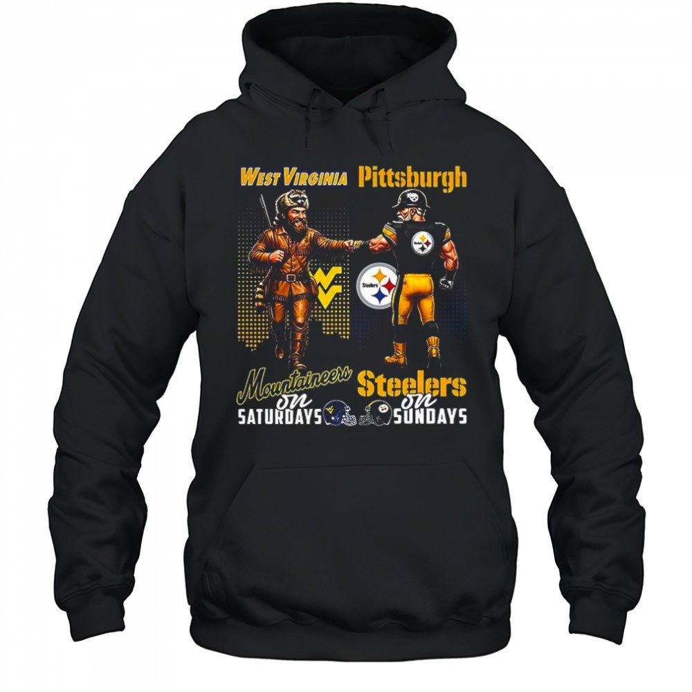 Mascot West Virginia Mountaineers on saturdays and Pittsburgh Steelers and sundays shirt