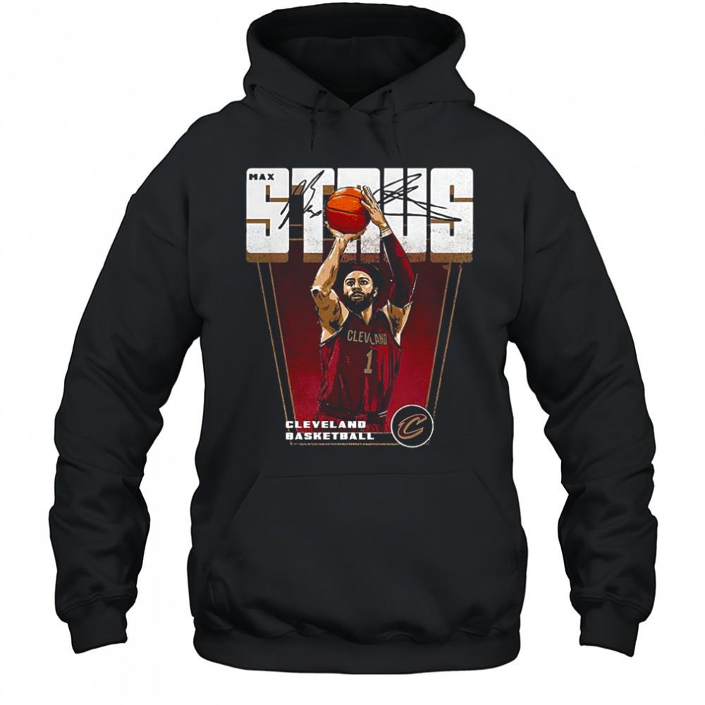 Max Strus Cleveland Cavaliers basketball shooting stance signature shirt