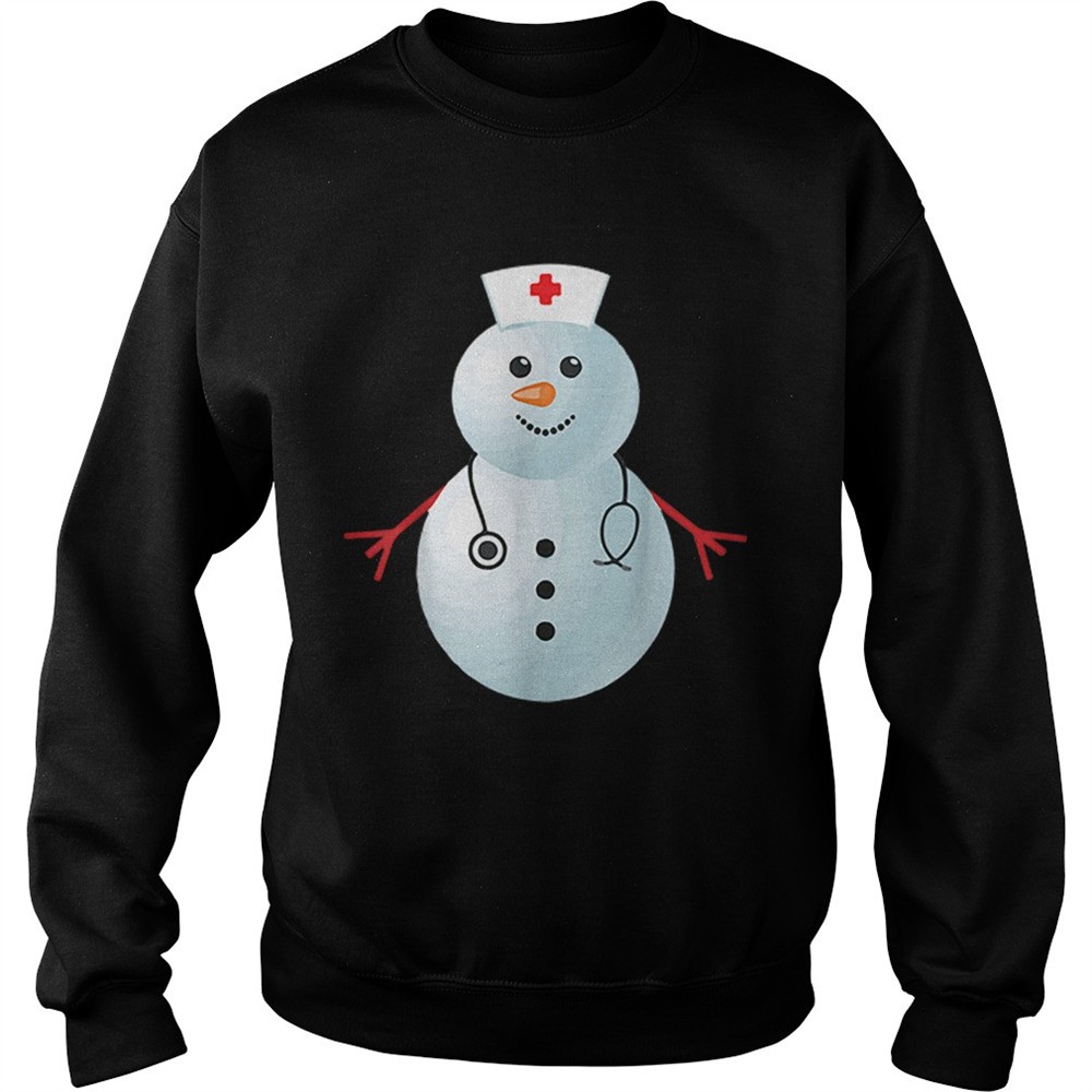 Medical Scrub Top Nurses Hat Wearing Snowman shirt