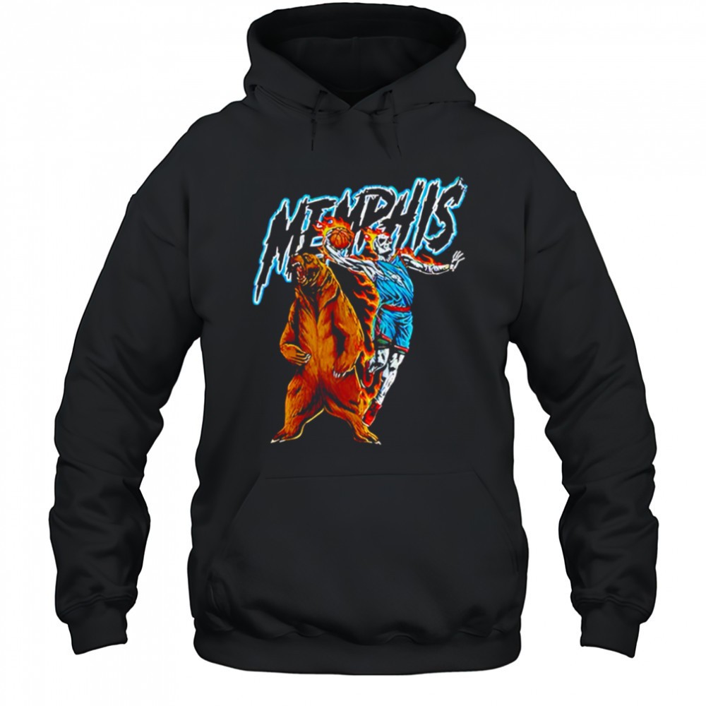 Memphis Skeleton with Flaming Basketball and Grizzly Bear shirt
