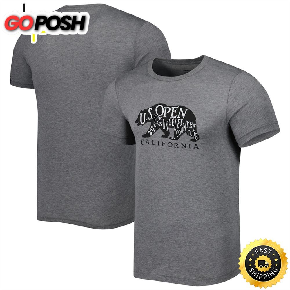 Mens 2025 U.S. Open Ahead Heathered Gray Bear Instant Classic Tri-Blend T-shirt