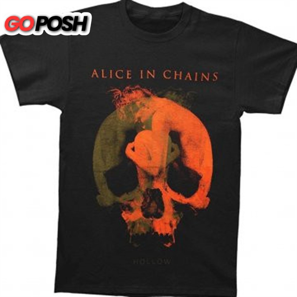 Mens Alice In Chains Graphic Printed Casual Tee TShirt Black Cotton