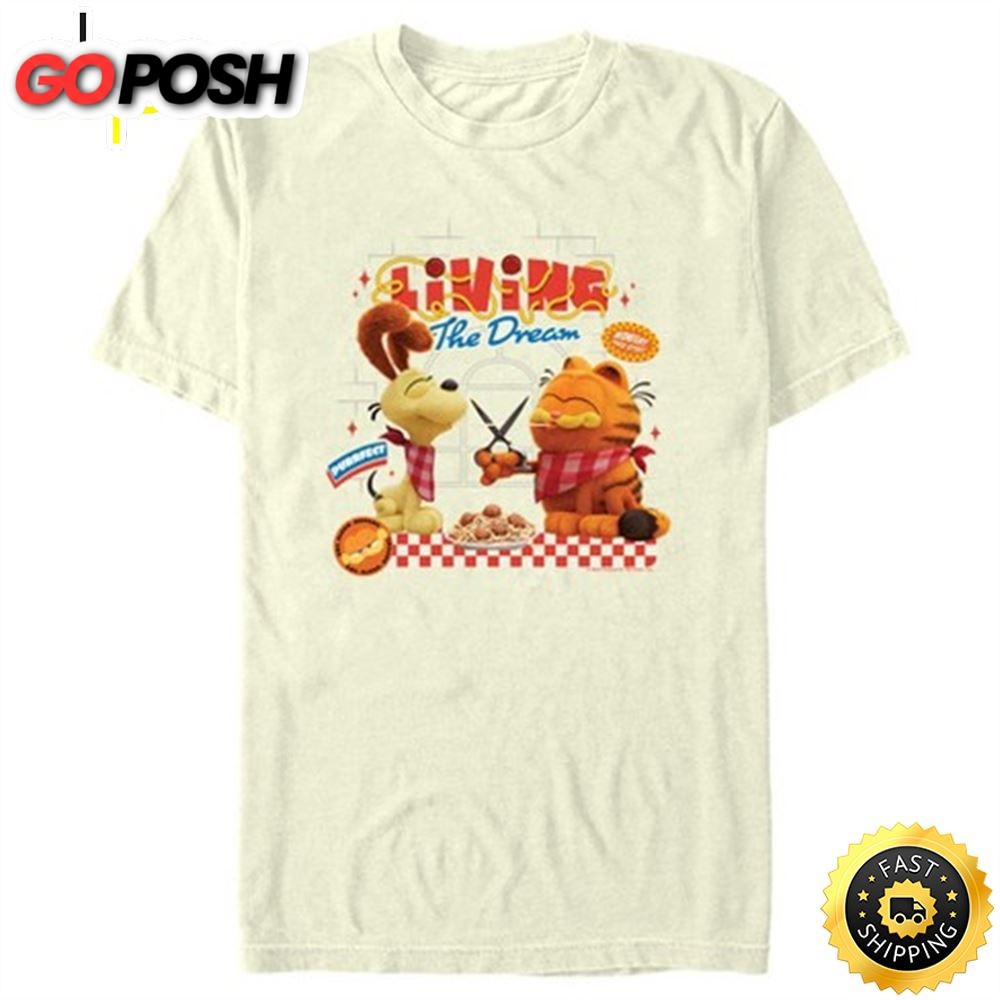 Mens The Garfield Movie Living The Dream T-Shirt