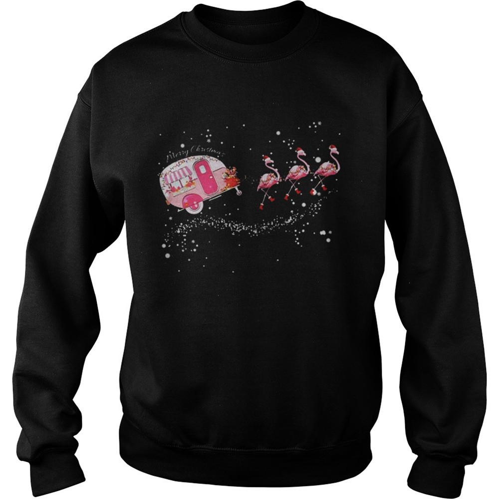 Merry Christmas camping Flamingo shirt