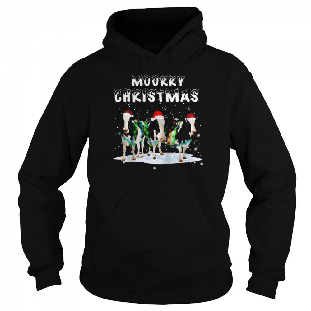 Merry Christmas Cow Shirt Moory Lights Reindeer Cow Moo Shirt