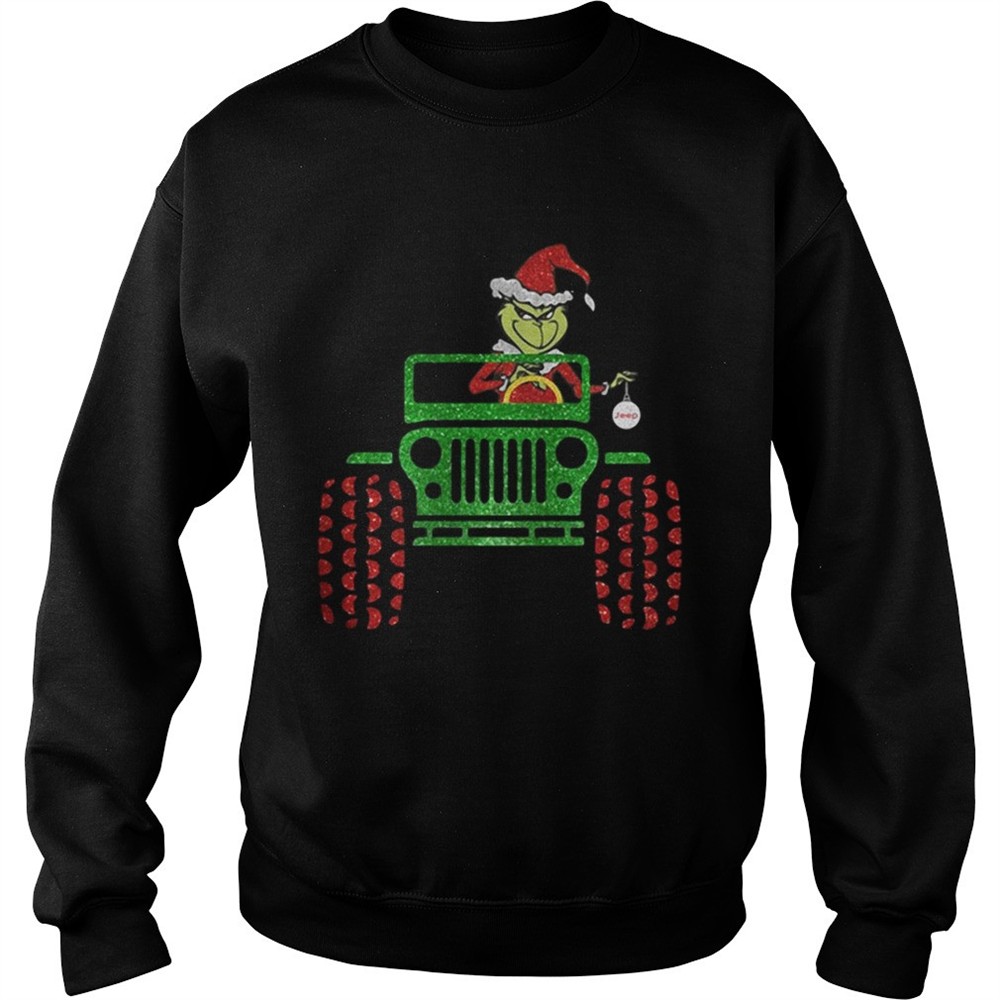 Merry Christmas Grinch driving jeep shirt