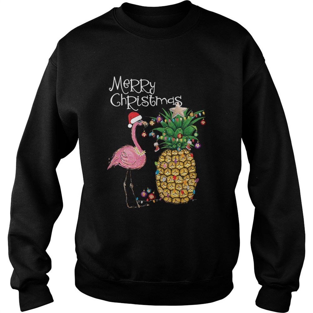 Merry Christmas Pink Flamingo Christmas TShirt