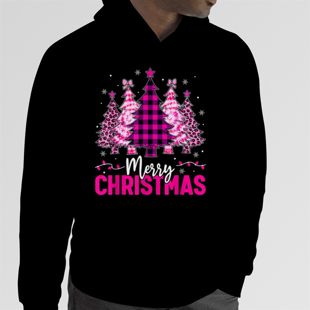 Merry Christmas Plaid Christmas Leopard Tree Light Women T-Shirt B0BM9TXRY1