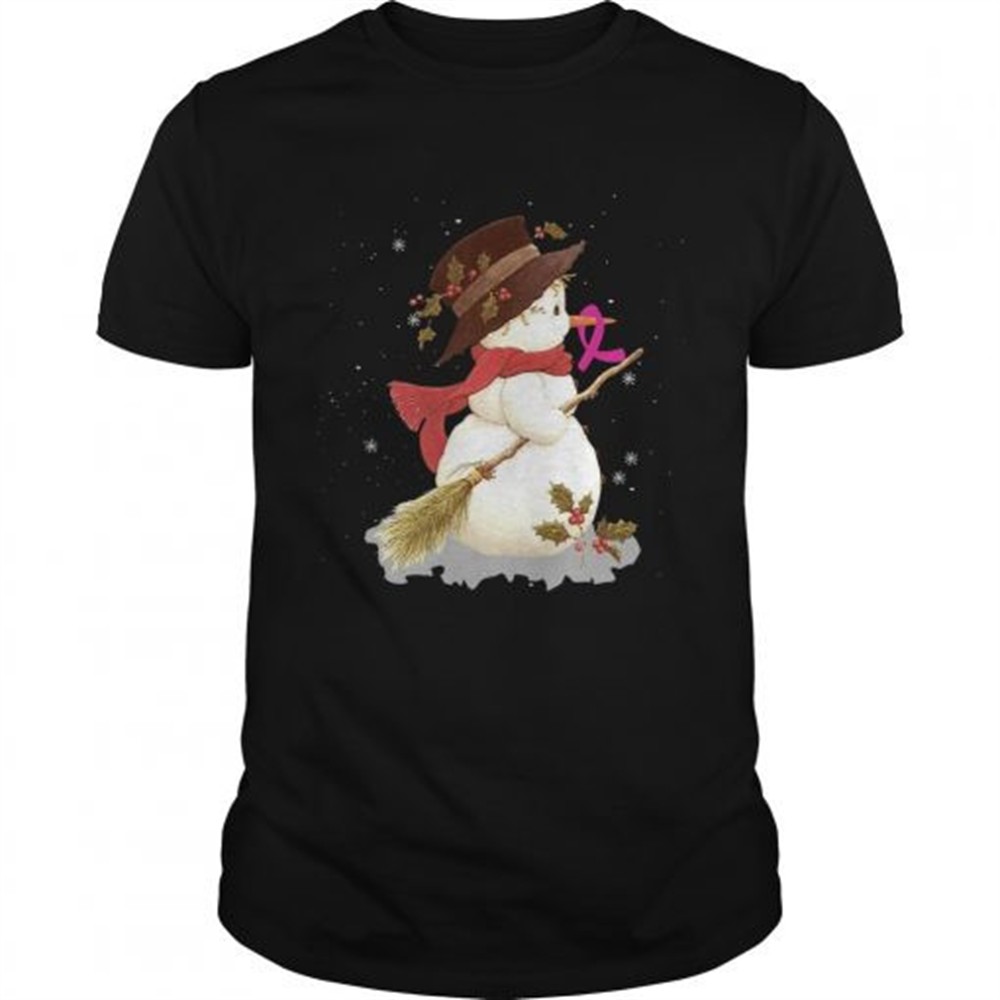 merry-christmas-snowman-breast-cancer-tshirt-08vgodbn Merry Christmas Snowman Breast Cancer TShirt