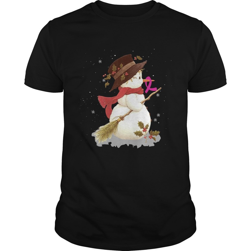 merry-christmas-snowman-breast-cancer-tshirt-08vgodbn Merry Christmas Snowman Breast Cancer TShirt