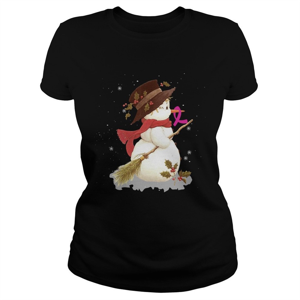 merry-christmas-snowman-breast-cancer-tshirt-08vgodbn Merry Christmas Snowman Breast Cancer TShirt