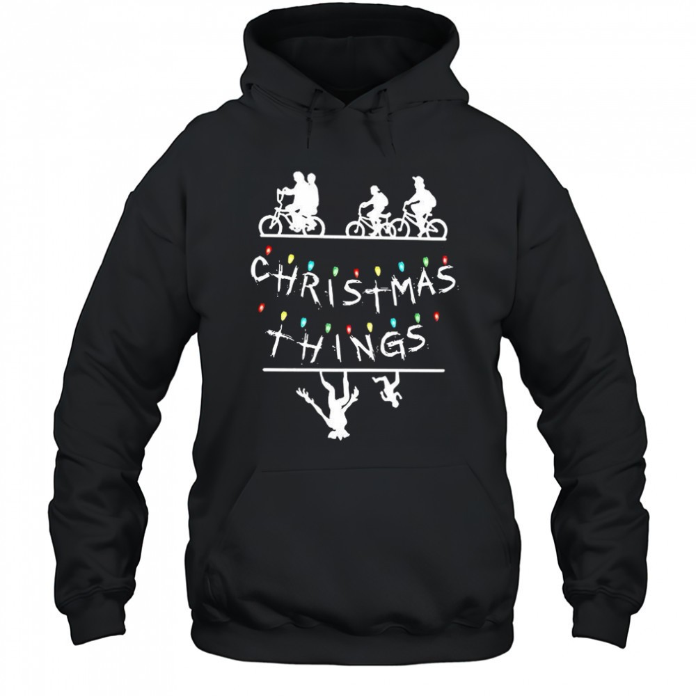 Merry Christmas string lights upside down silhouette retro shirt