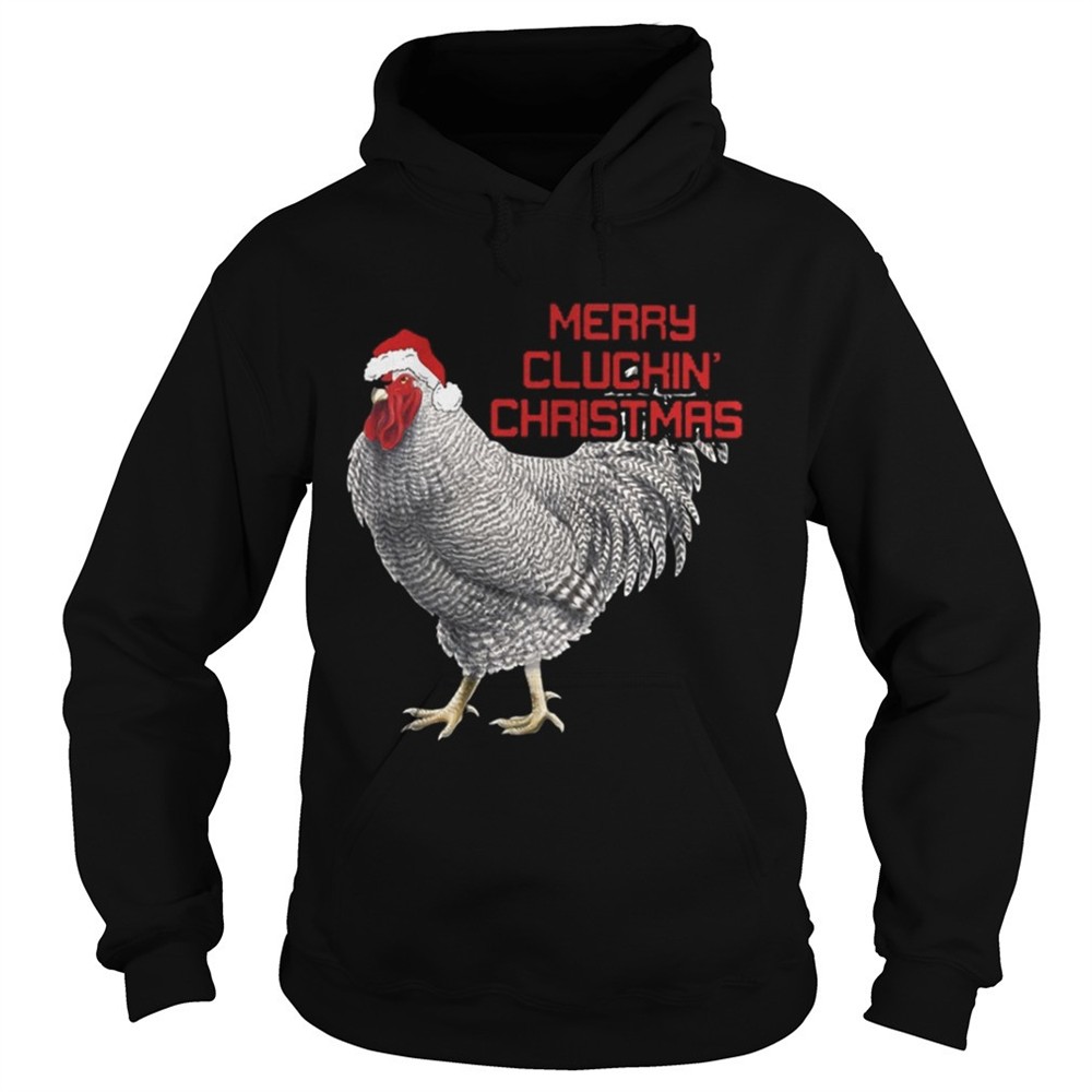 Merry Cluckin Christmas Chicken Santas Hat shirt