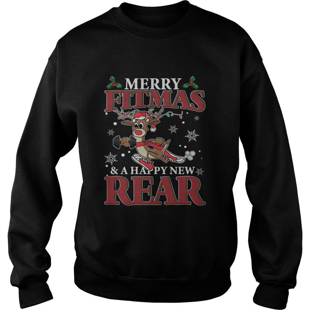 Merry Fitmas And Happy New Rear Reindeer Fitness Shirt