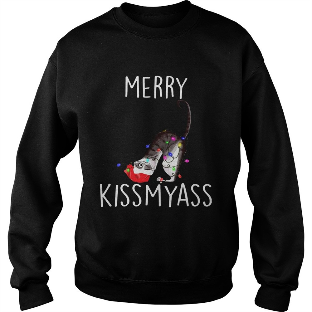 Merry Kissmyass Cat Christmas shirt
