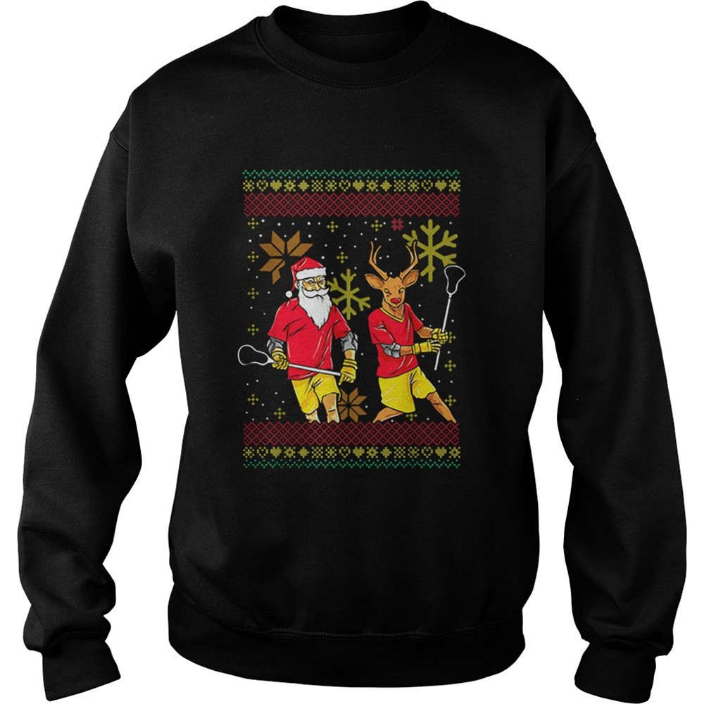 Merry Laxmas Christmas Lacrosse Player Reindeer Santa Claus Ugly shirt
