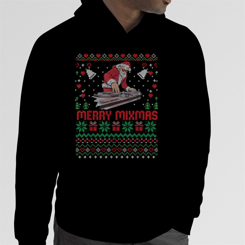 Merry Mixmas Funny Christmas Dj Hip Hop Music party EDM T-Shirt B0BM4P6XJ1
