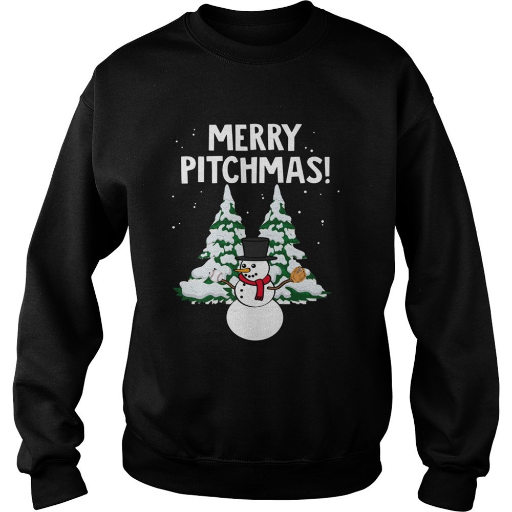 Merry pitchmas Snowman Baseball shirt