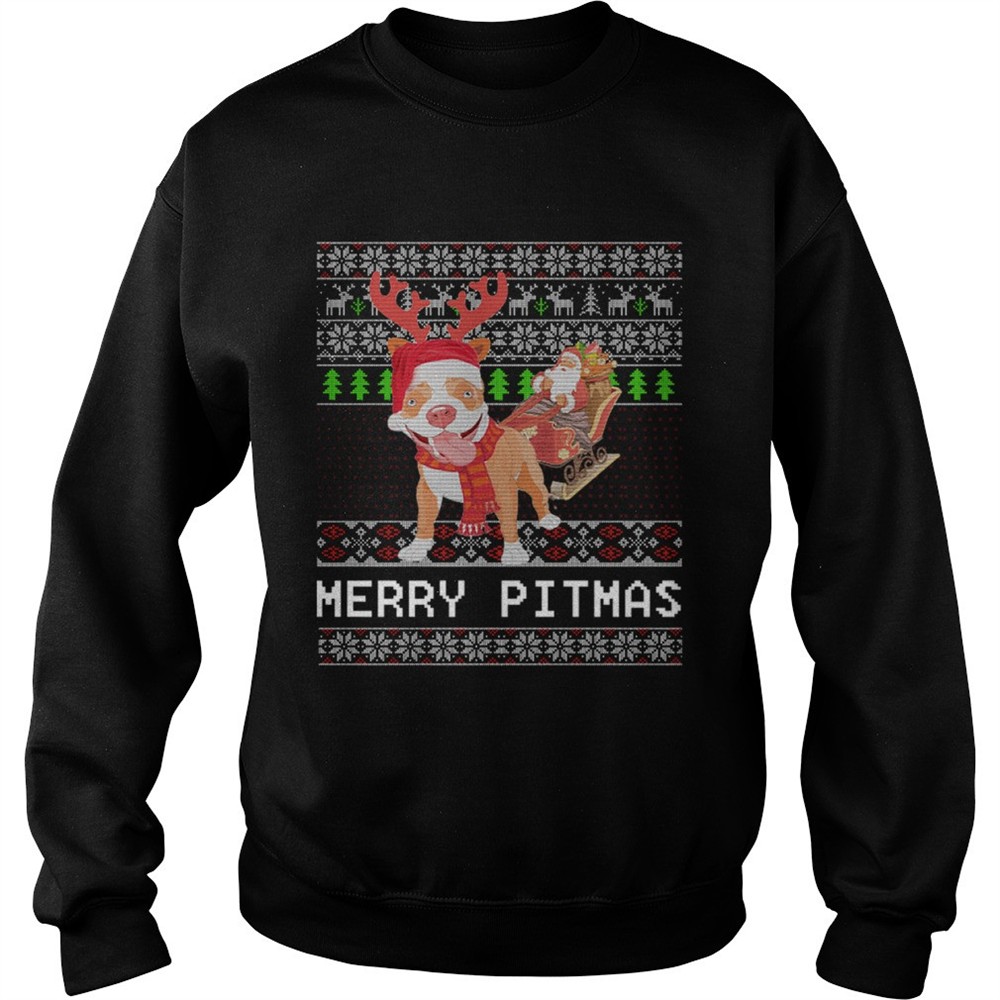 Merry Pitmas Ugly Christmas Pitbull Dog Funny Xmas Gift shirt