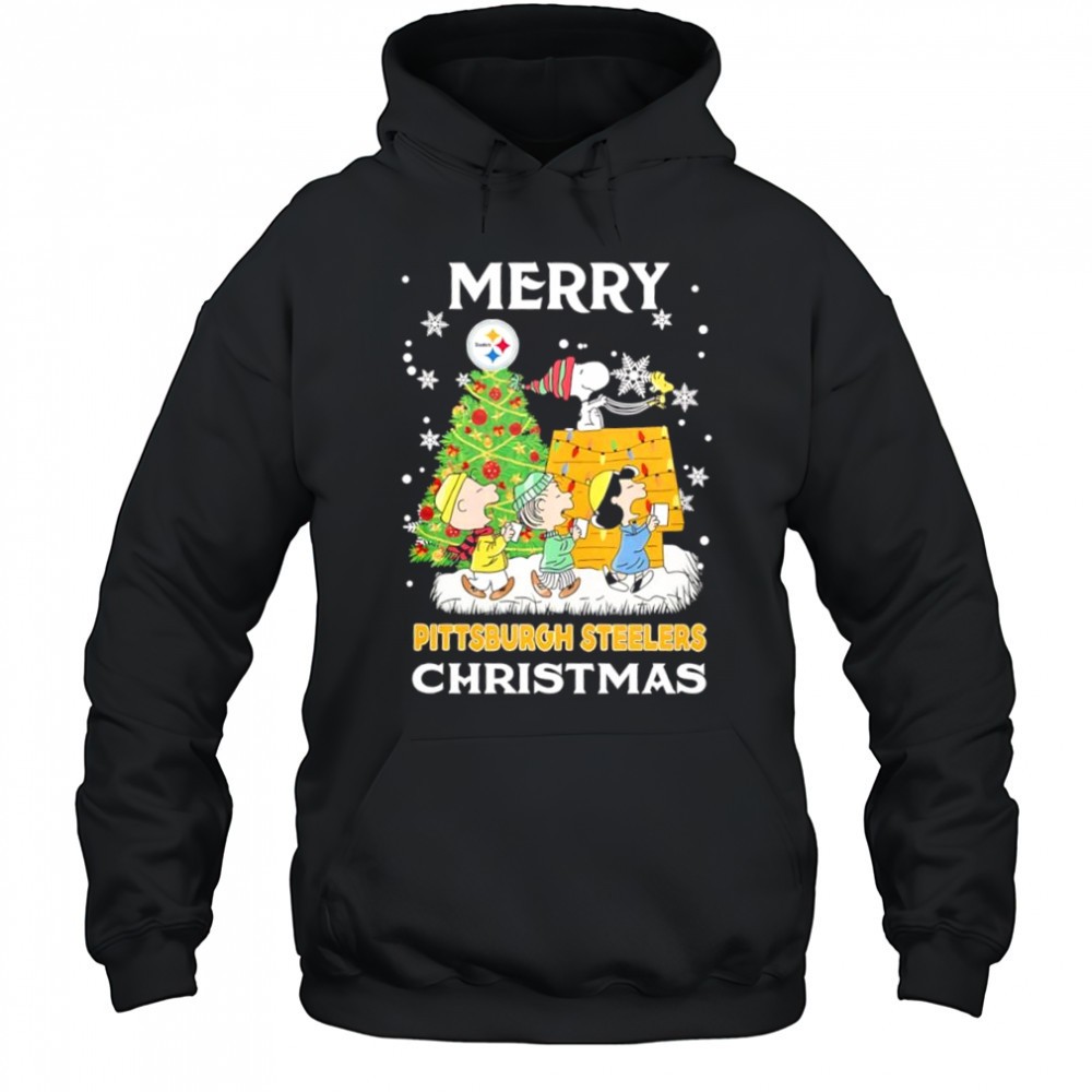 Merry Pittsburgh Steelers Christmas with Peanuts characters shirt