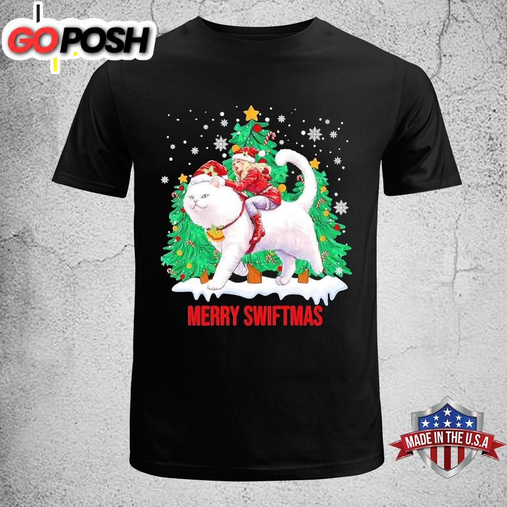 Merry Swiftmas Cat In Santa Hat Unisex T-Shirt