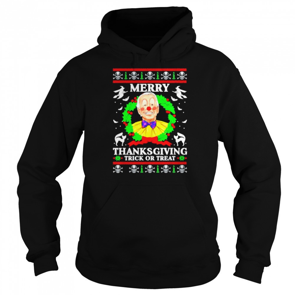 Merry Thanksgiving Trick Or Treat Clown Joe Biden Christmas T-Shirt