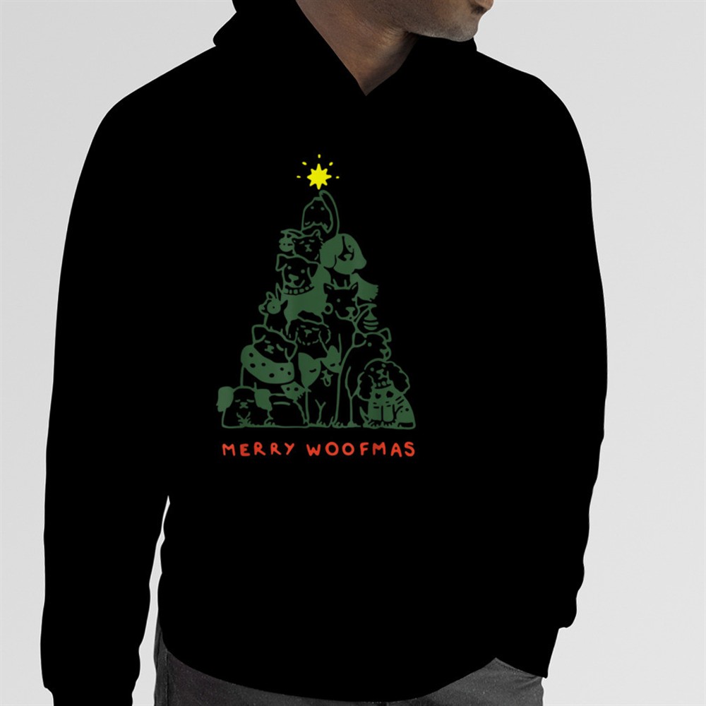 Merry Woofmas Holiday Christmas Tree Dog Lover Merry Woofmas T-Shirt B0BM4P6P7B
