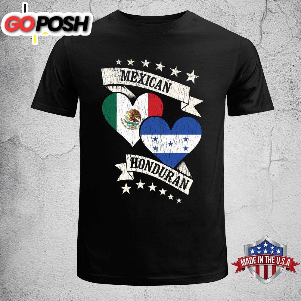 Mexican Honduran Heart Flags Mexico Honduras Youth T-Shirt