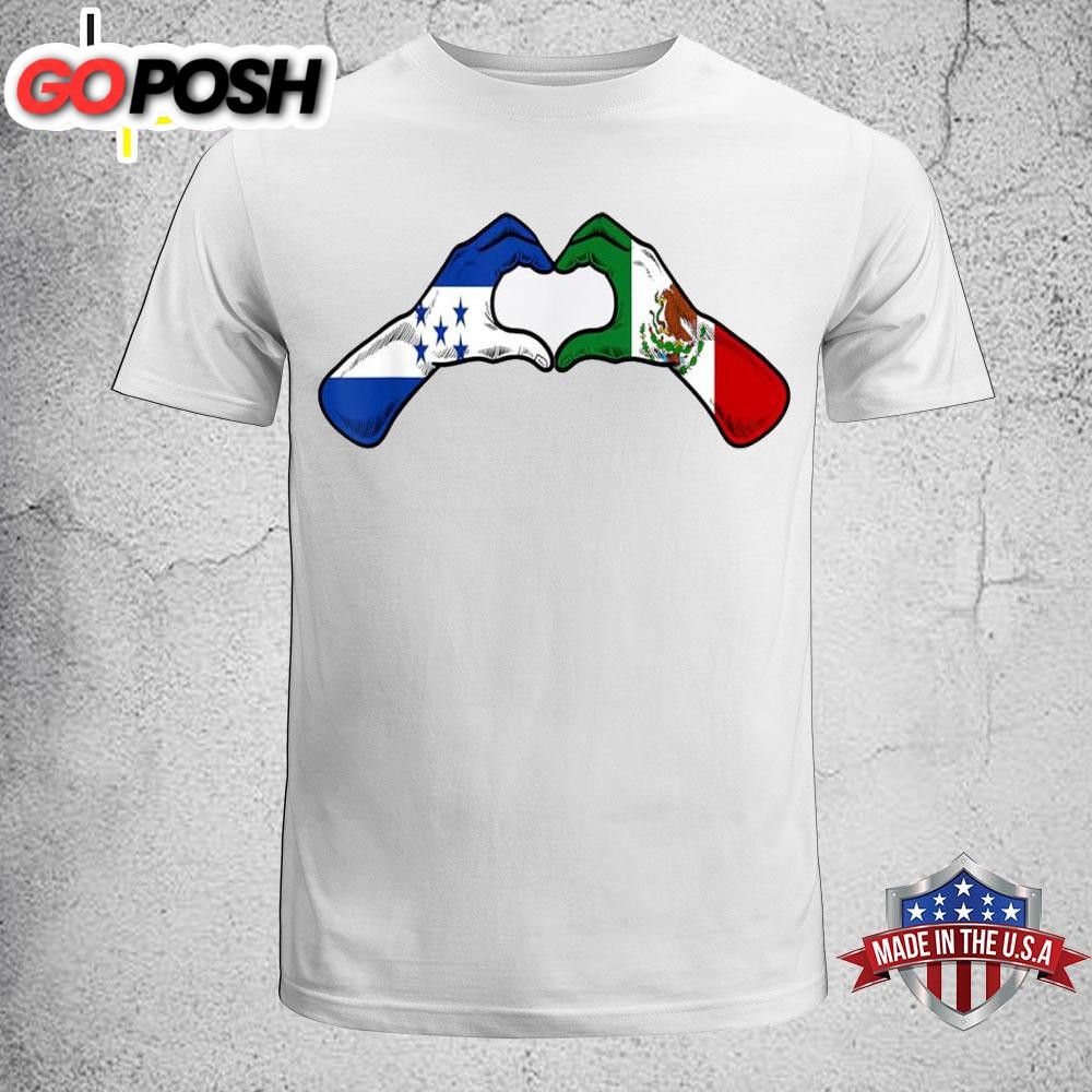 Mexico Honduras Flag Mexican Honduran Heart T-Shirt