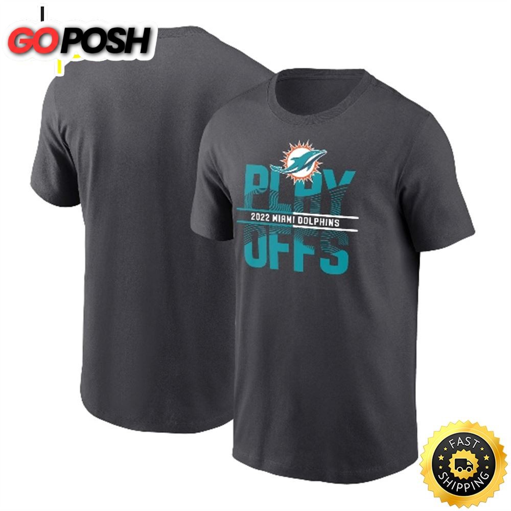 Miami Dolphins 2025 NFL Playoffs Iconic Anthracite T-shirt