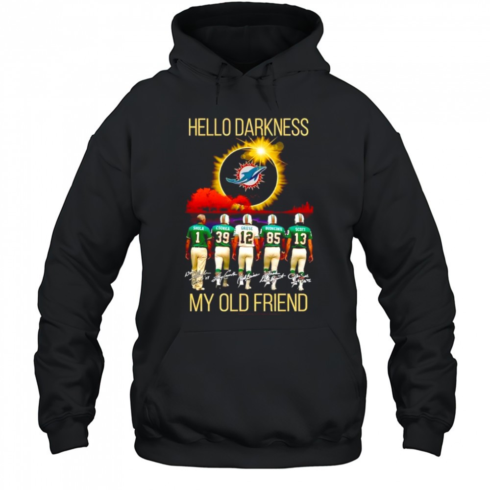 Miami Dolphins Hello Darkness my old friend signatures shirt