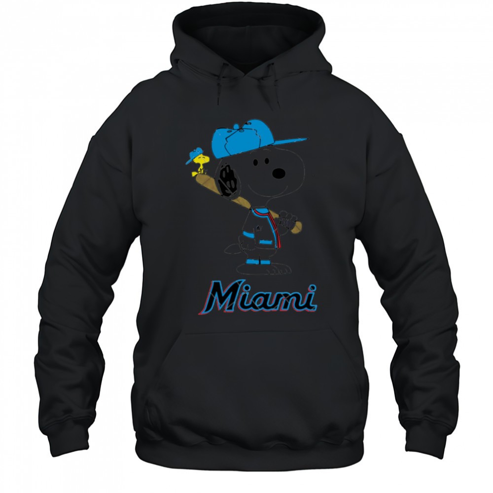 Miami Marlins Snoopy Baseball funny cartoon shirt