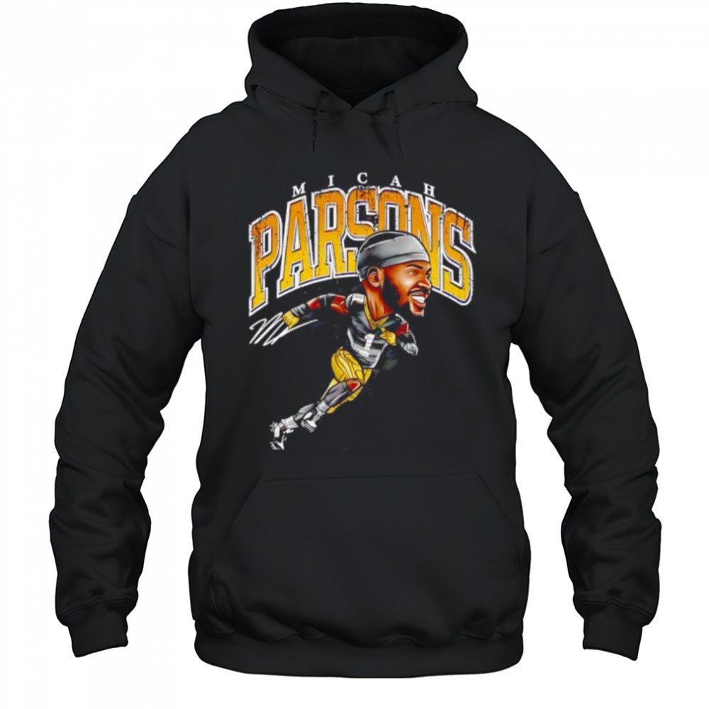 Micah Parsons cartoon football player signature graphic