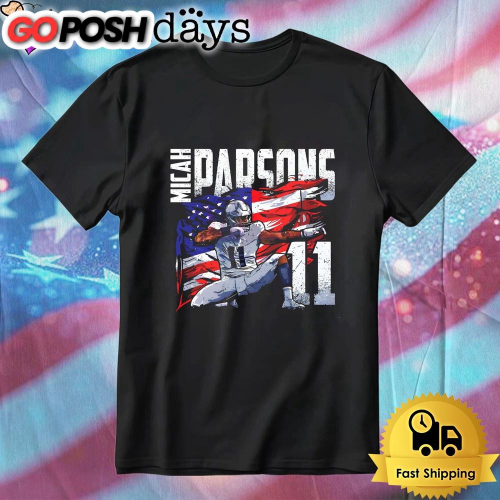 Micah Parsons Dallas Football Usa Flag Patriotic Fourth Of July T-Shirt