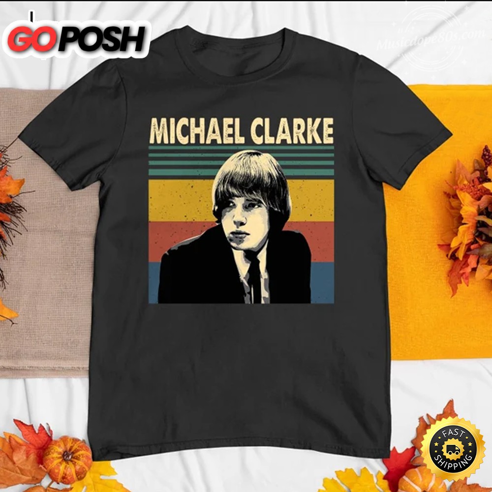 Michael Clarke American Musician Retro Vintage Black Tshirt