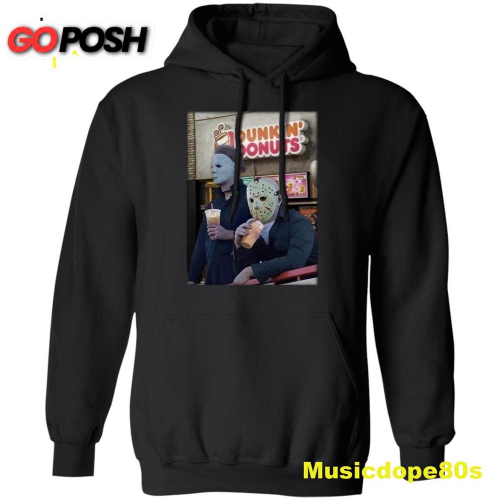 Michael Myers And Jason Voorhees Drink Dunkin Donuts T-shirt
