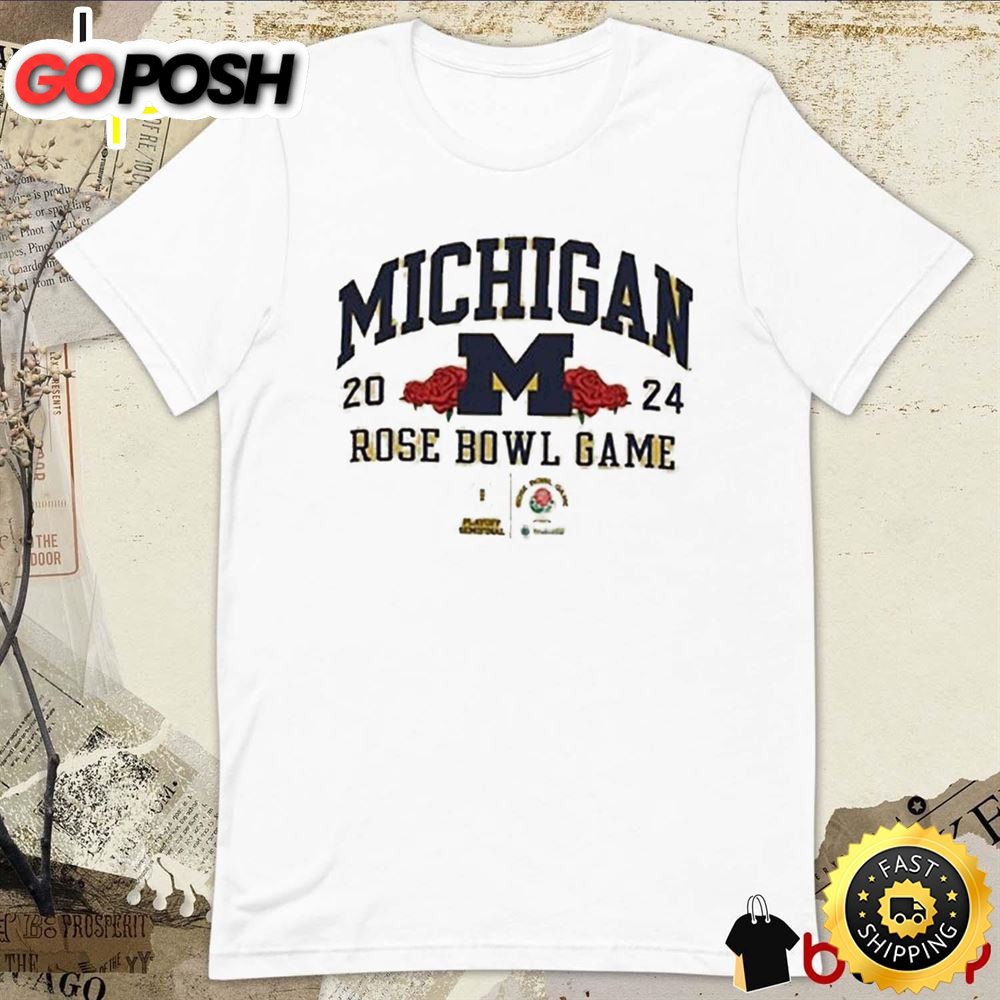 Michigan Rose Bowl 2025 Champion University Of Michigan Football Logos T- Shirt