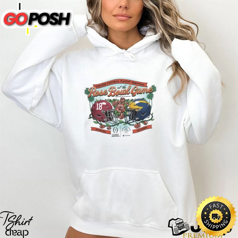 Michigan Rose Bowl Merch College Football Playoff 2025 Rose Bowl Game Head To Head Grey Shirt
