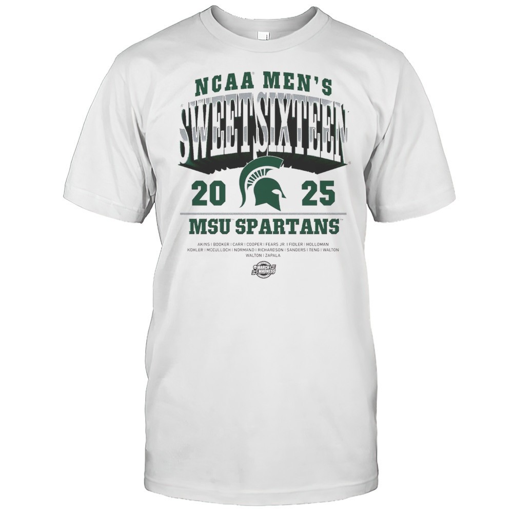 michigan-state-spartans-2025-ncaa-mens-basketball-sweet-sixteen-march-madness-ak-hk4rhq9i Michigan State Spartans 2025 NCAA Mens Basketball Sweet Sixteen March Madness Akins Booker Carri Cooper T-shirt