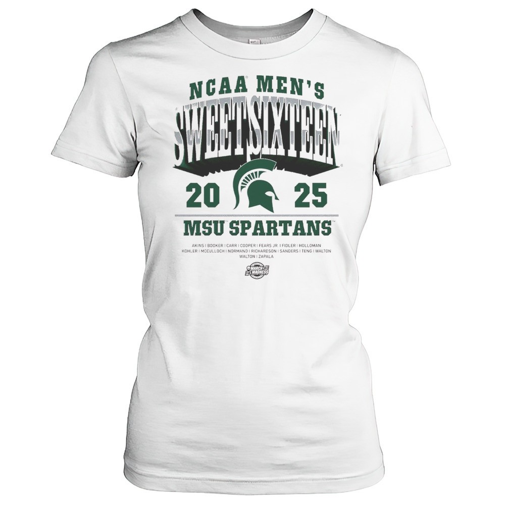 michigan-state-spartans-2025-ncaa-mens-basketball-sweet-sixteen-march-madness-ak-hk4rhq9i Michigan State Spartans 2025 NCAA Mens Basketball Sweet Sixteen March Madness Akins Booker Carri Cooper T-shirt