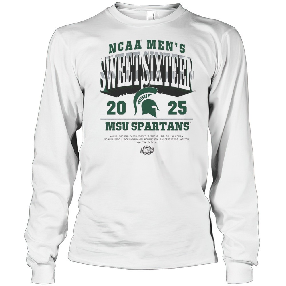 michigan-state-spartans-2025-ncaa-mens-basketball-sweet-sixteen-march-madness-ak-hk4rhq9i Michigan State Spartans 2025 NCAA Mens Basketball Sweet Sixteen March Madness Akins Booker Carri Cooper T-shirt